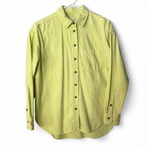 Universal Thread Neon Yellow Long Sleeve Collared Button Down Blouse Top Sz XS